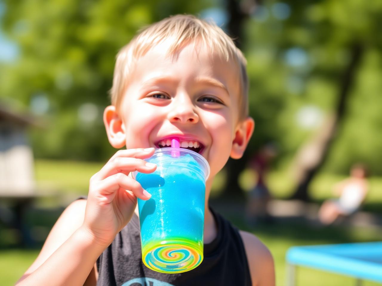 Kid enjoying slushy